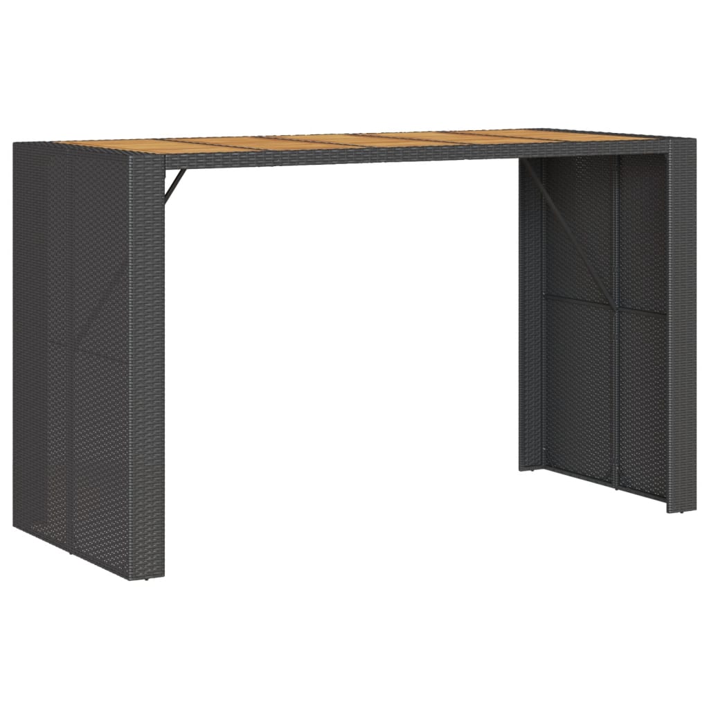 Vrtni barski stol s drvenom pločom crni 185x80x110 cm poliratan