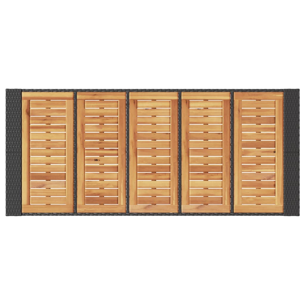 Vrtni barski stol s drvenom pločom crni 185x80x110 cm poliratan