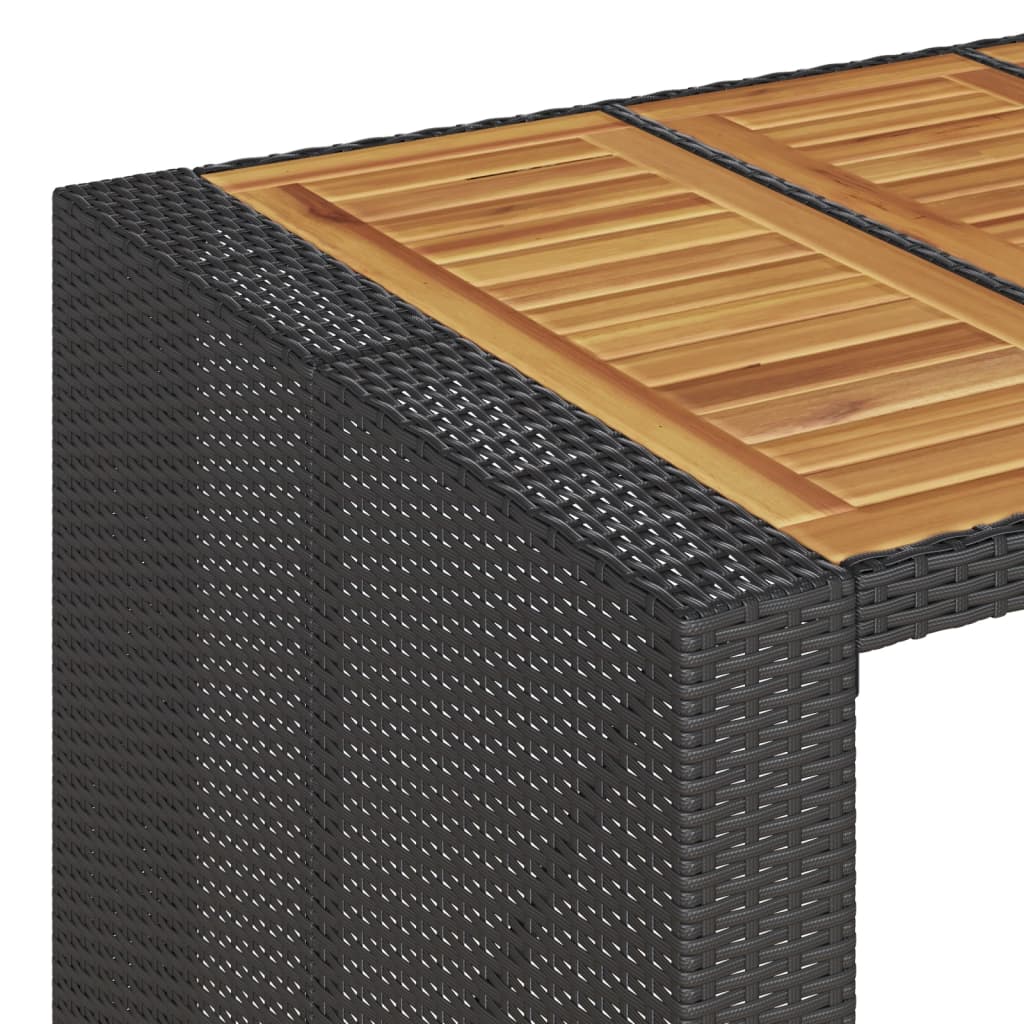 Vrtni barski stol s drvenom pločom crni 185x80x110 cm poliratan