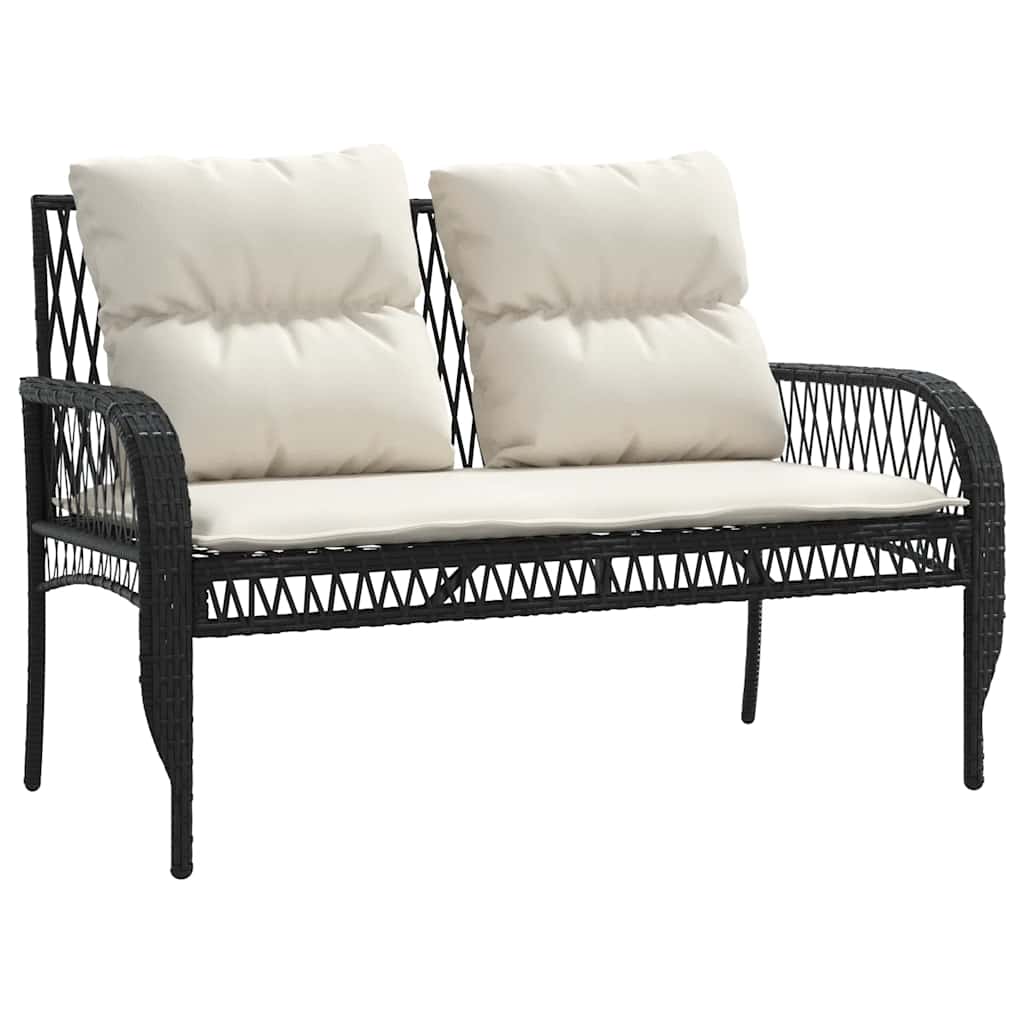 4-dijelni set vrtnih sofa od poliratana s jastucima crni