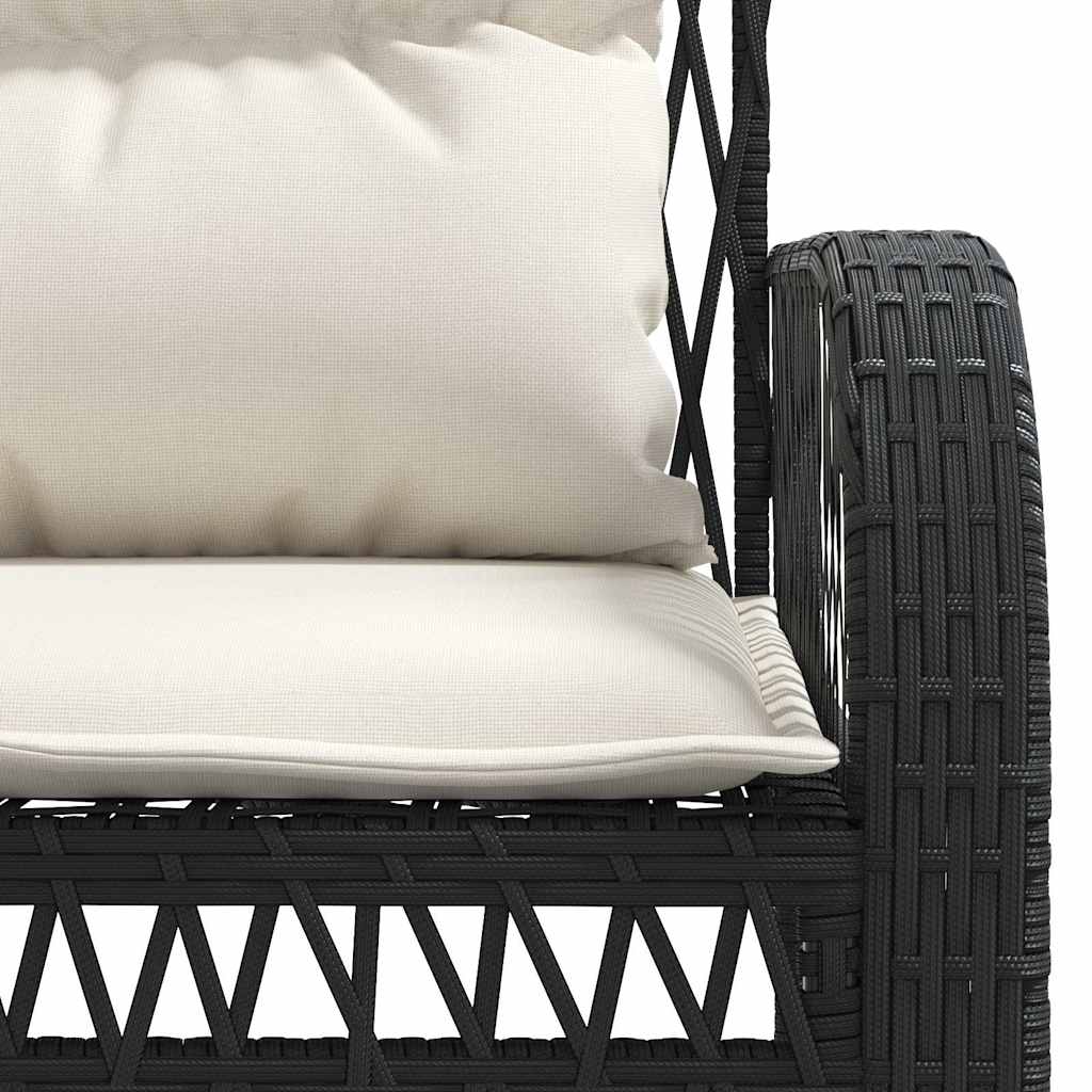4-dijelni set vrtnih sofa od poliratana s jastucima crni