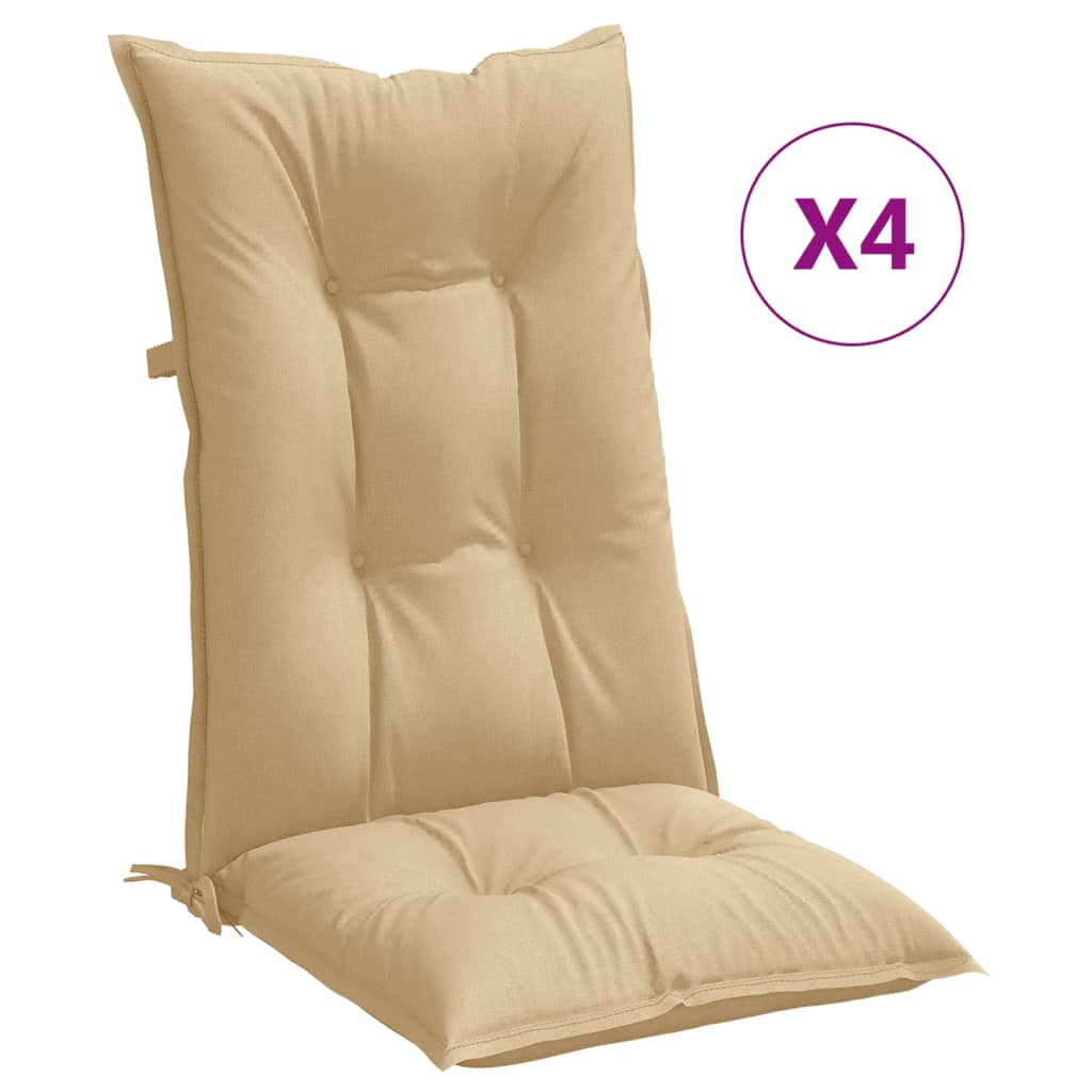 Jastuci za stolice 4 kom prošarano bež 120x50x7 cm od tkanine
