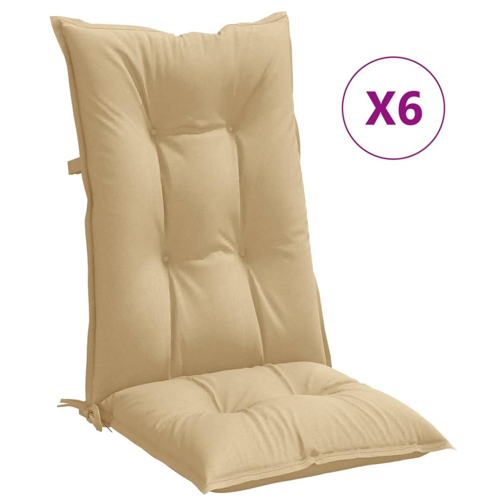 Jastuci za stolice 6 kom prošarano bež 120x50x7 cm od tkanine