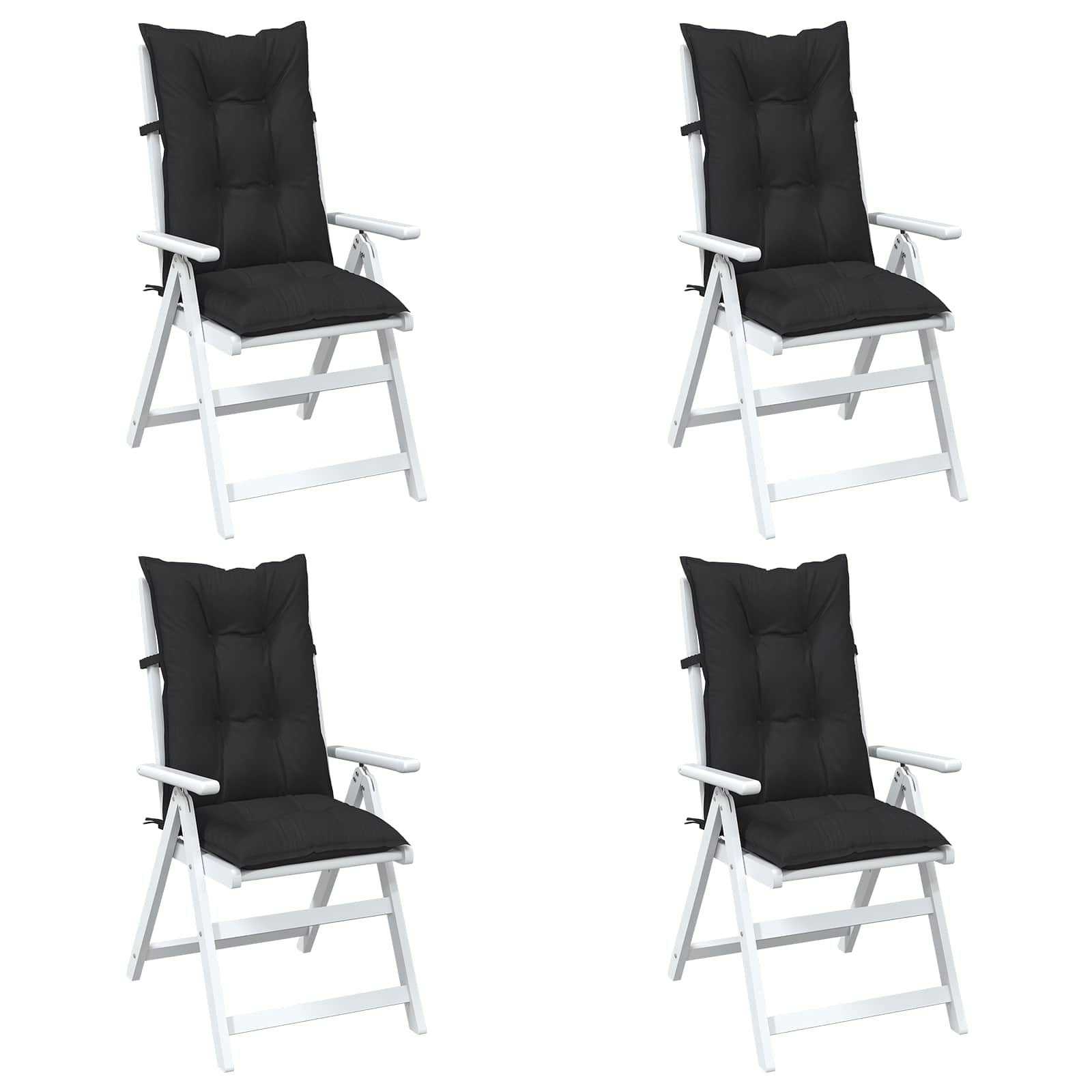 Set Jastučića za Stolicu s Visokim Naslonom 4 pcs Melange Crna