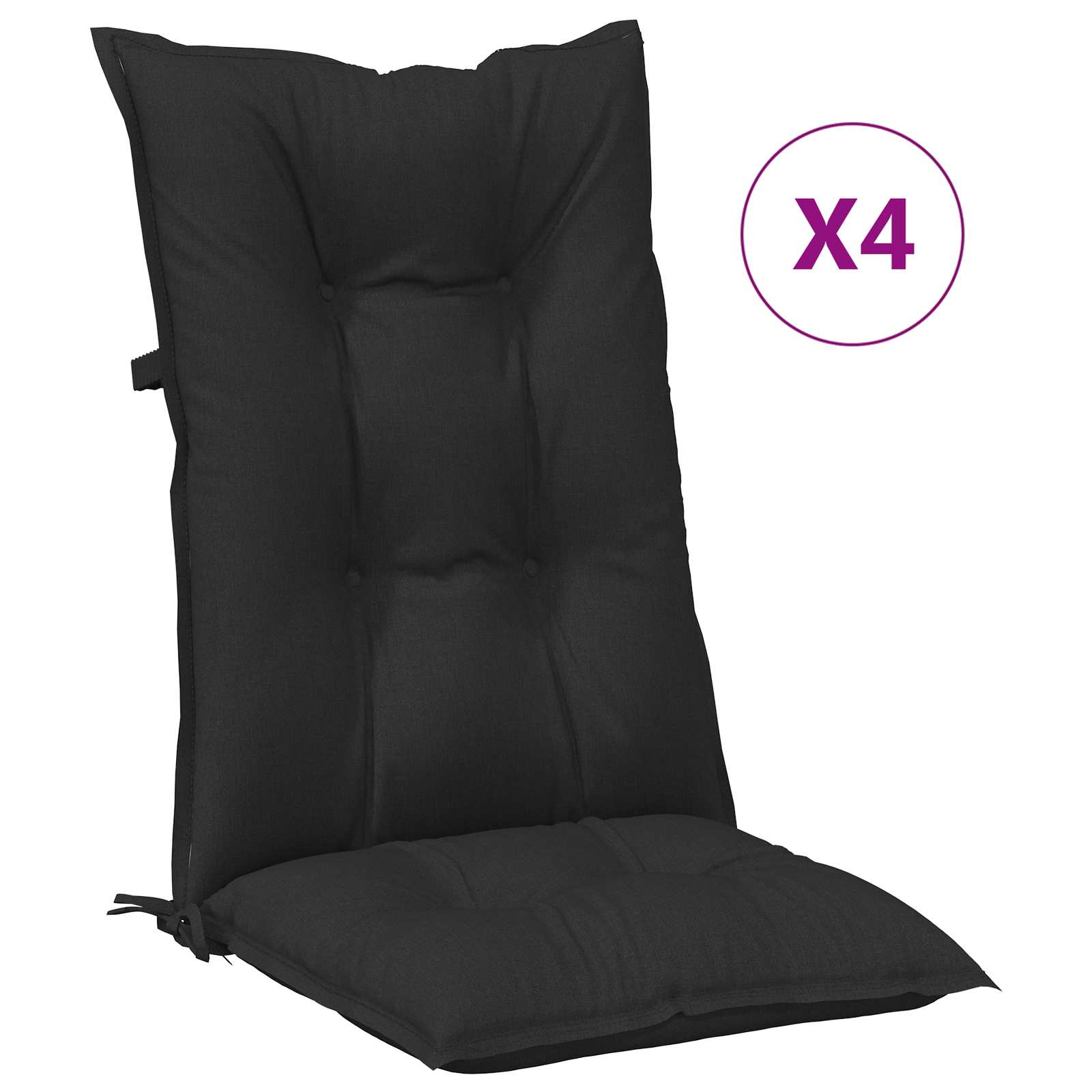 Set Jastučića za Stolicu s Visokim Naslonom 4 pcs Melange Crna