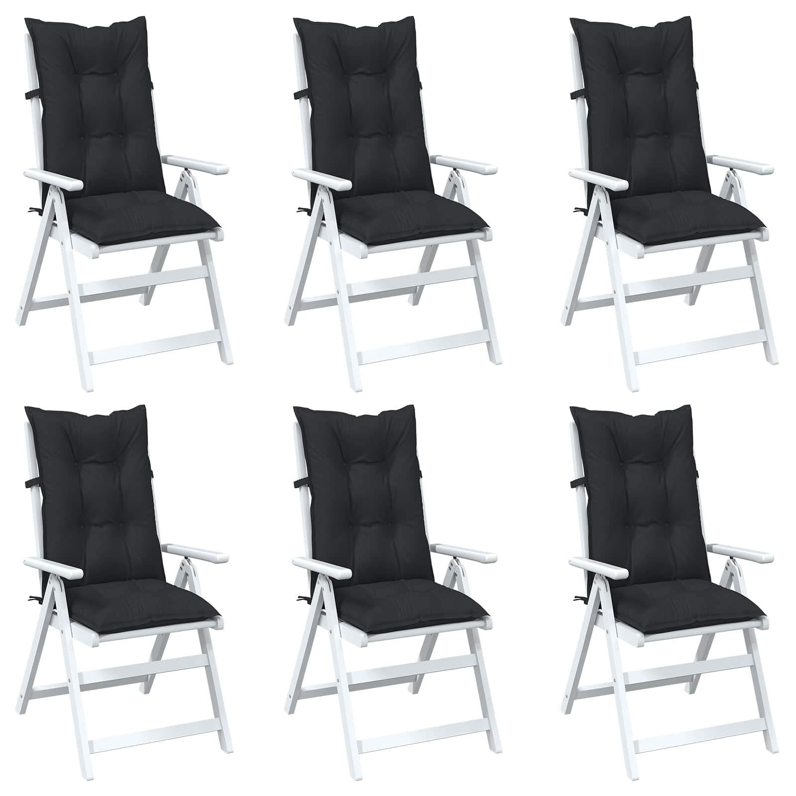 Set Jastučića za Stolicu s Visokim Naslonom 6 pcs Melange Crna