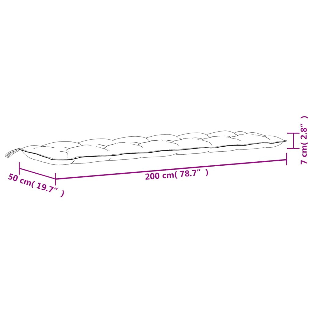Jastuk za vrtnu klupu prošarano bež 200x50x7 cm tkanina