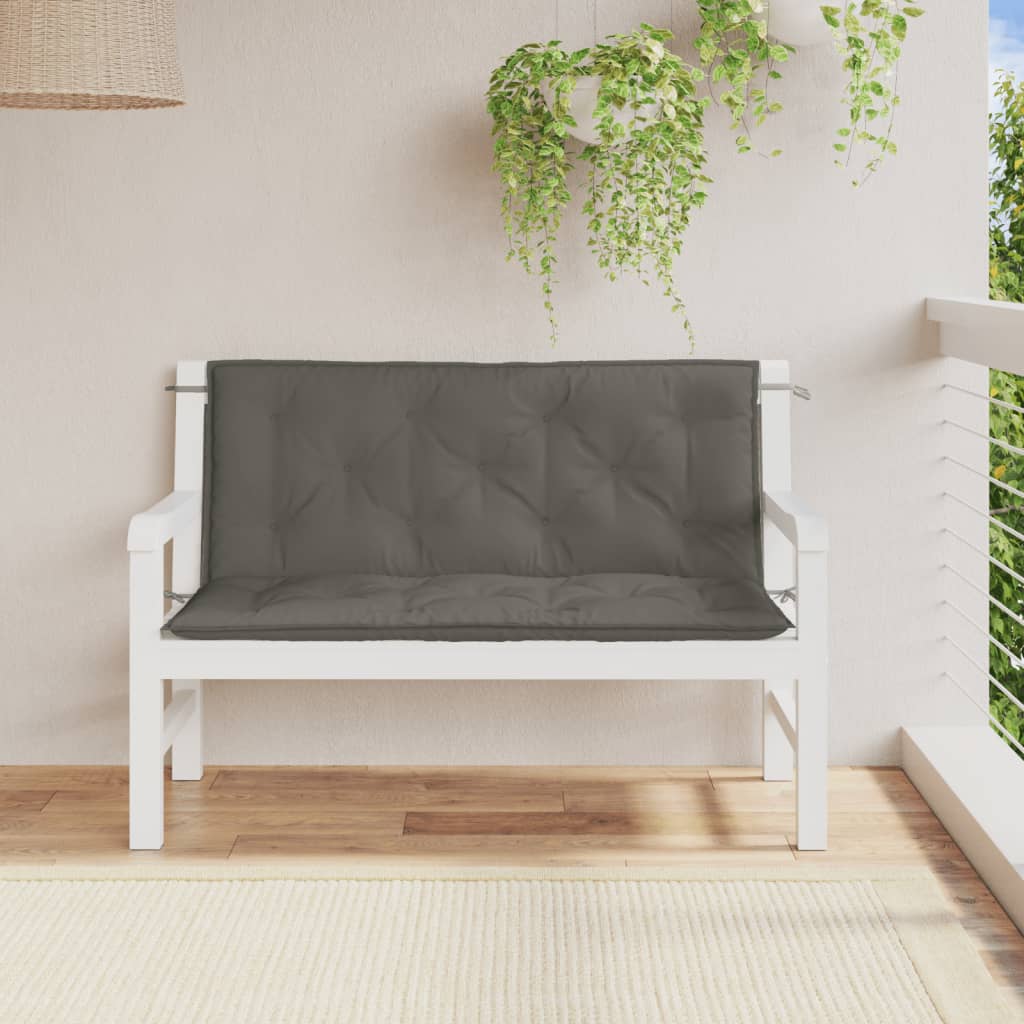 Jastuci za vrtnu klupu 2 kom tamnosivi 120x50x7 cm tkanine