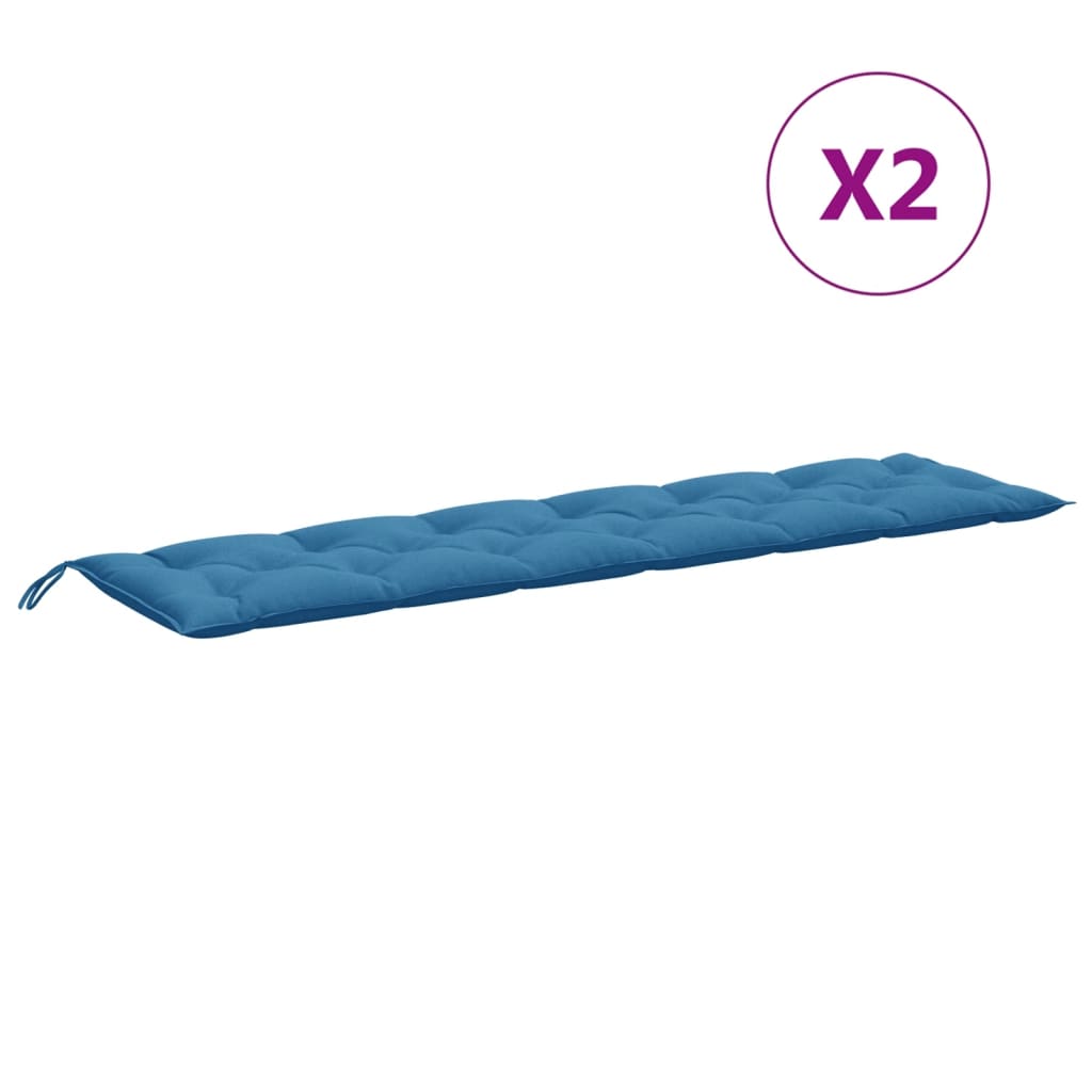 Jastuci za vrtnu klupu 2 kom plavi 200x50x7 cm tkanina