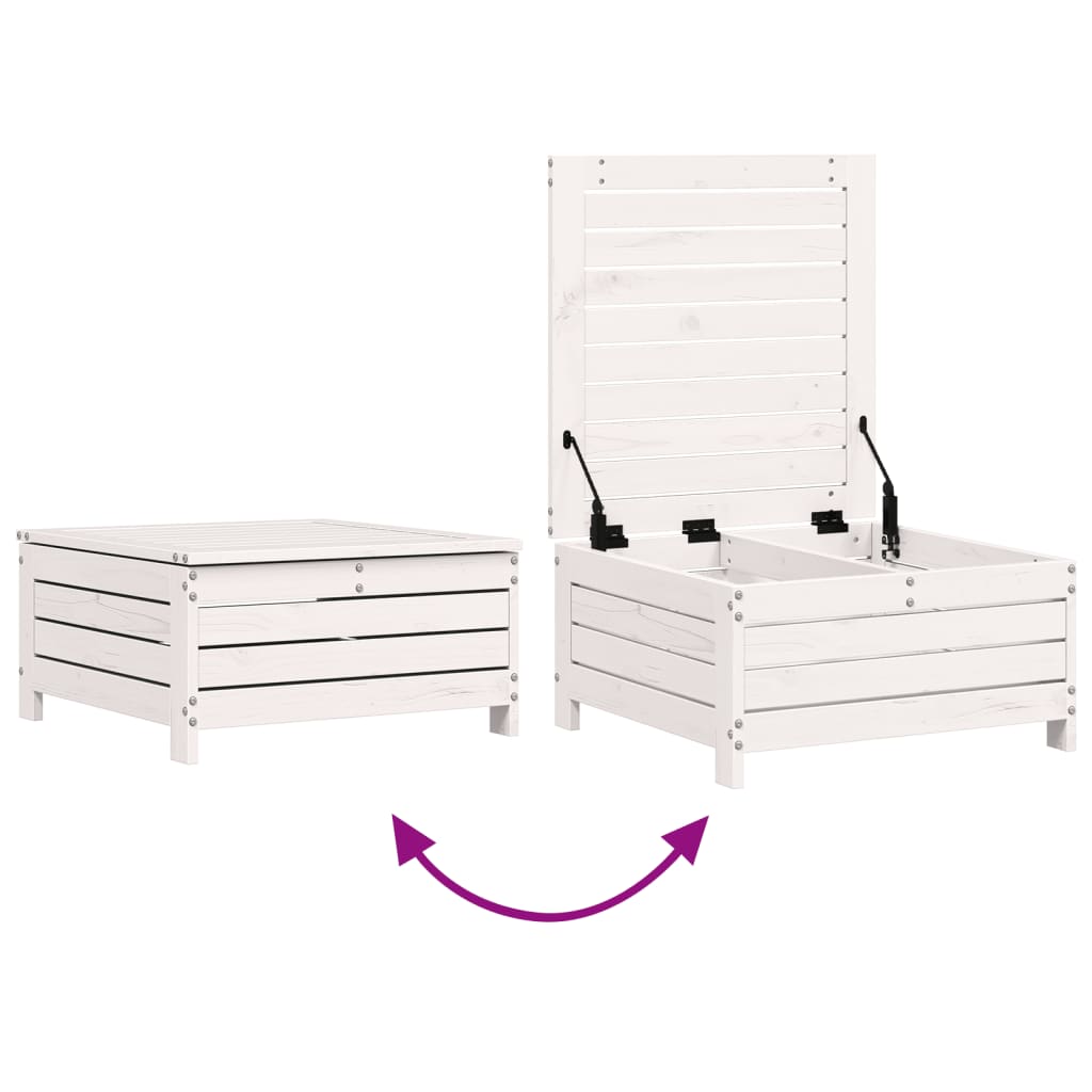 Vrtni tabure s jastukom bijeli od masivne borovine