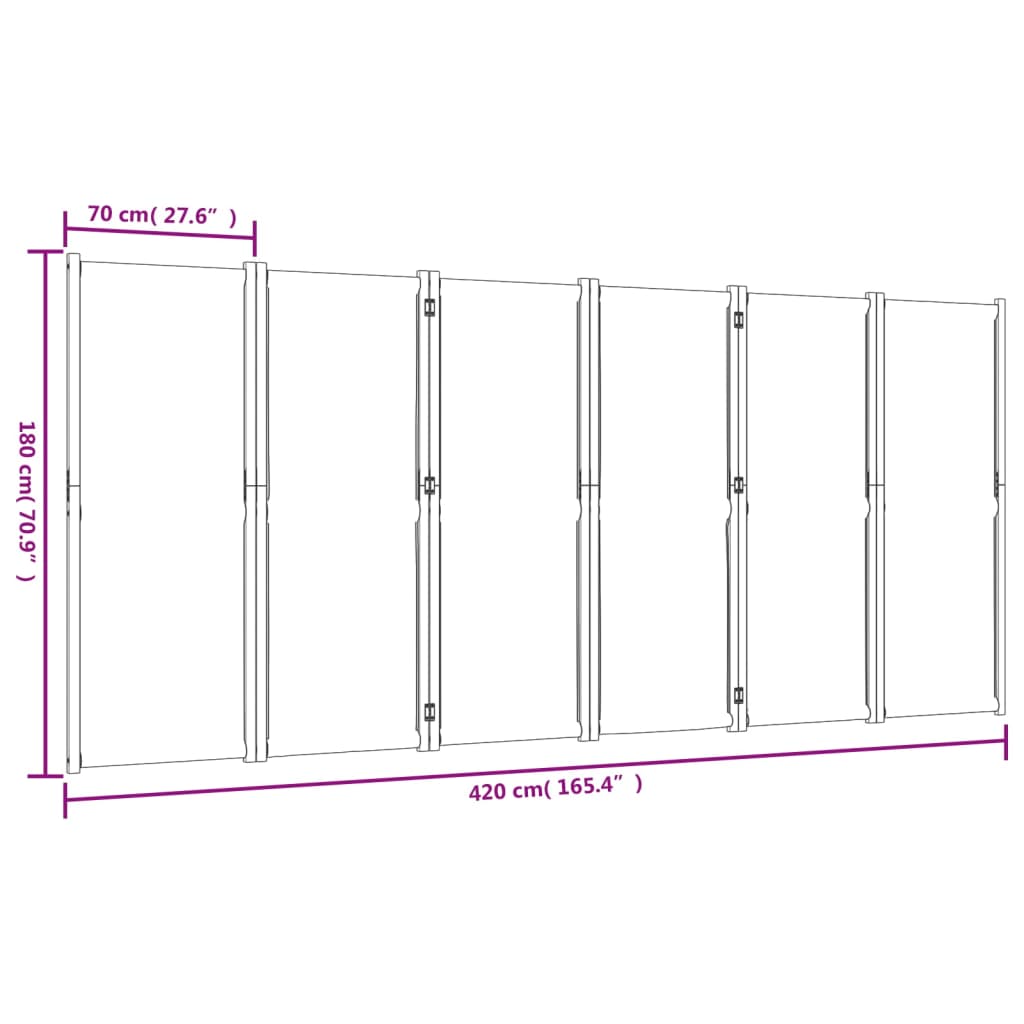 Sobna pregrada s 6 panela smeđesiva 420x180 cm