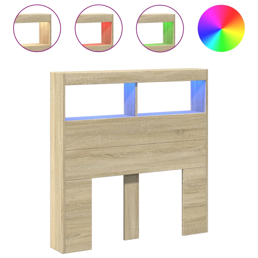 Ormarić za uzglavlje s LED svjetlima boja hrasta 100x17x102 cm