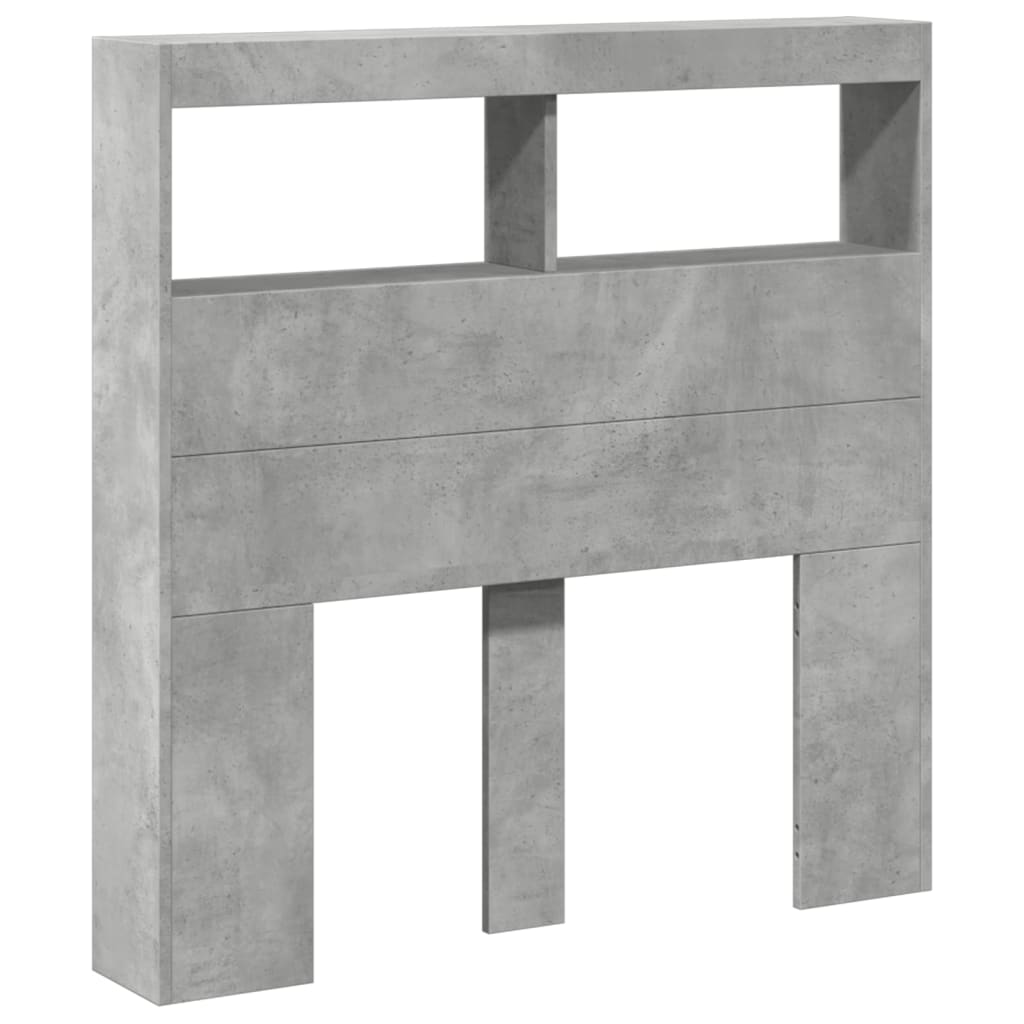 Ormarić za uzglavlje LED svjetlima boja betona 100x17x102 cm