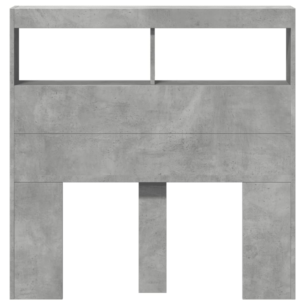 Ormarić za uzglavlje LED svjetlima boja betona 100x17x102 cm