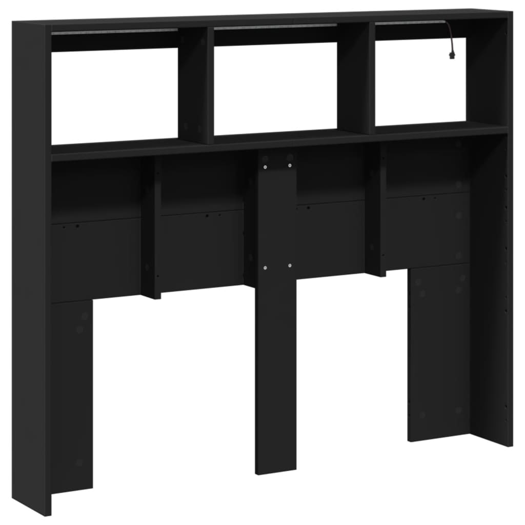 Ormarić za uzglavlje s LED svjetlima crni 120 x 17 x 102 cm