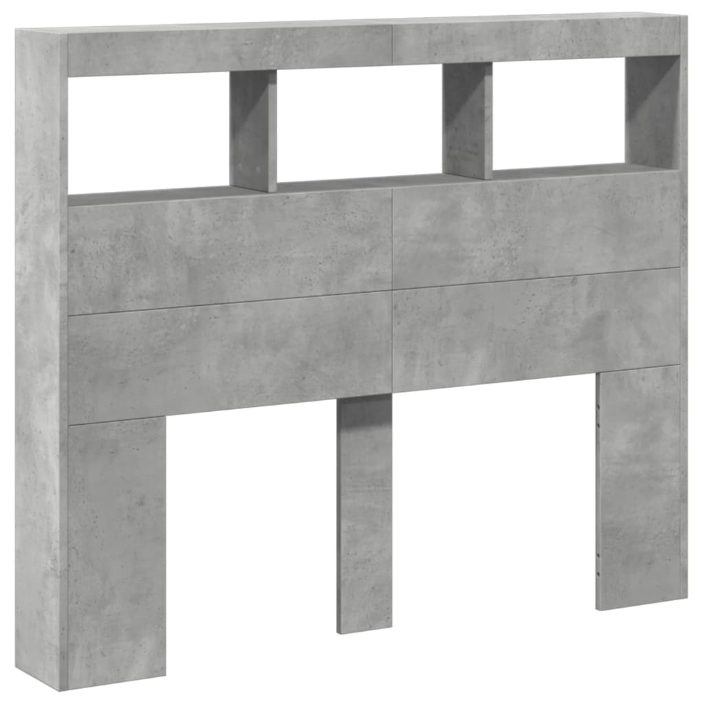 Ormarić za uzglavlje LED svjetlima boja betona 120x17x102 cm