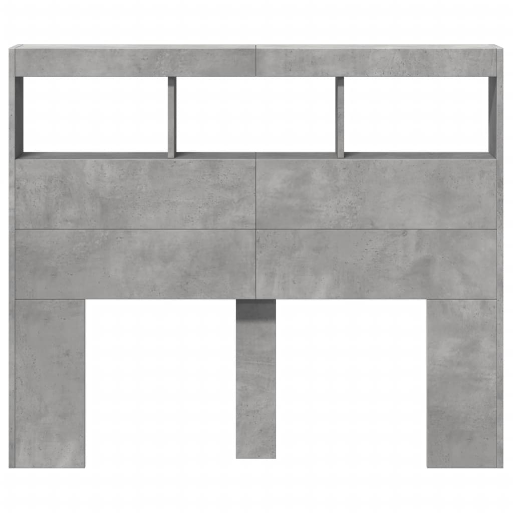 Ormarić za uzglavlje LED svjetlima boja betona 120x17x102 cm