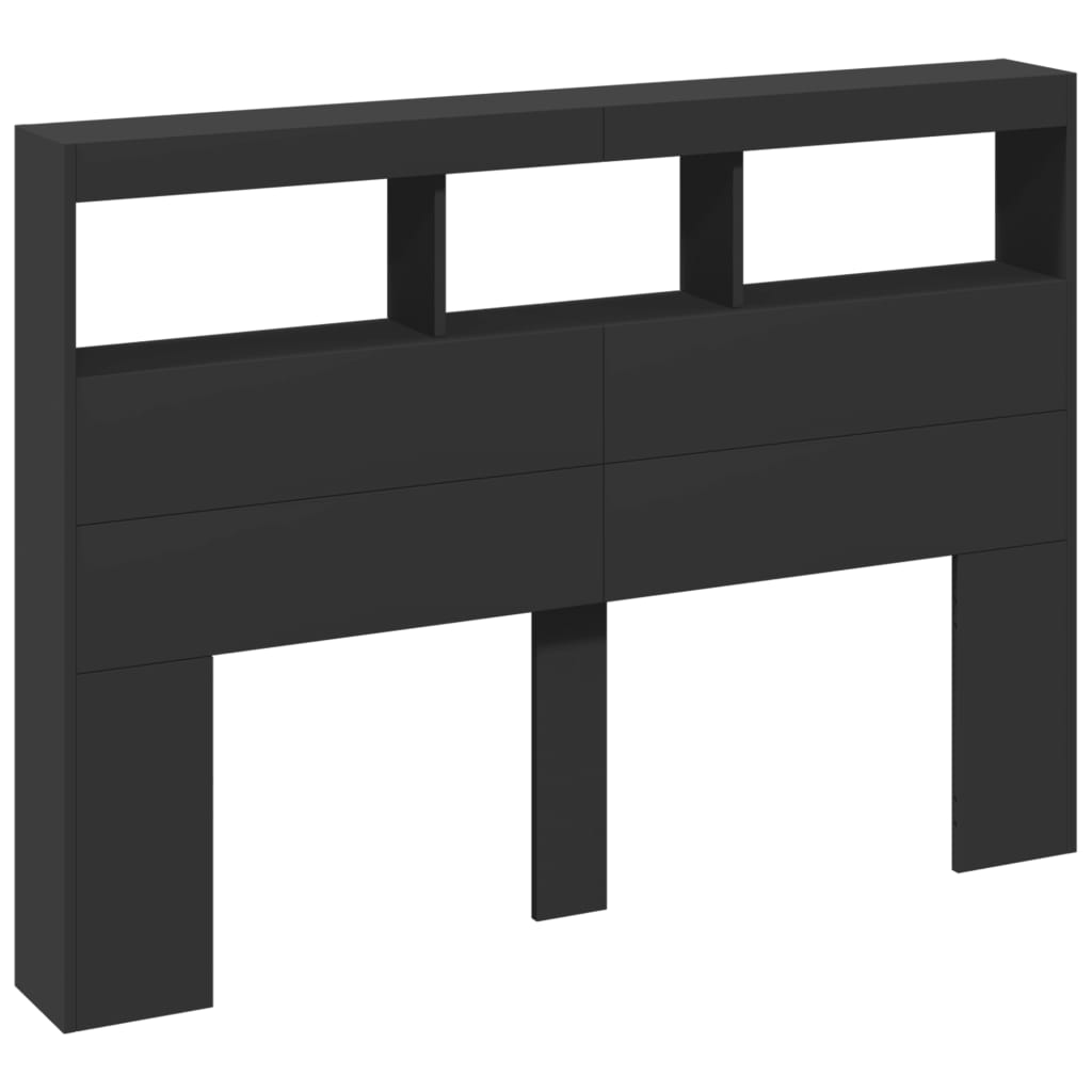 Ormarić za uzglavlje s LED svjetlima crni 140 x 17 x 102 cm