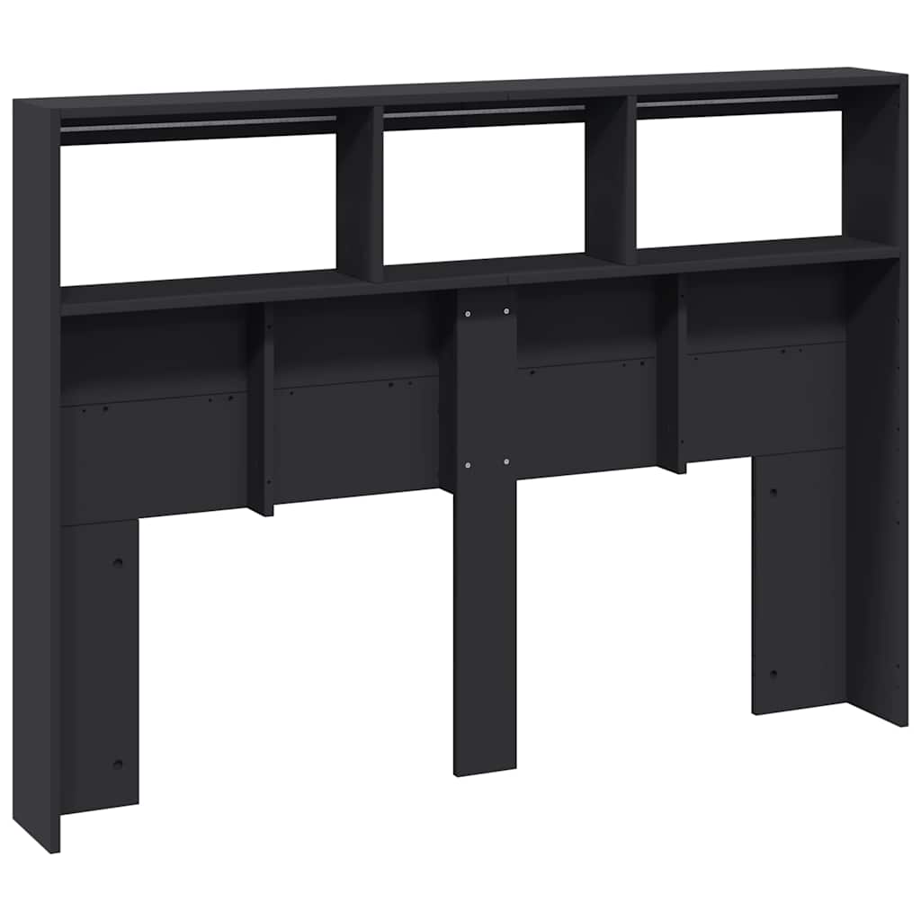 Ormarić za uzglavlje s LED svjetlima crni 140 x 17 x 102 cm