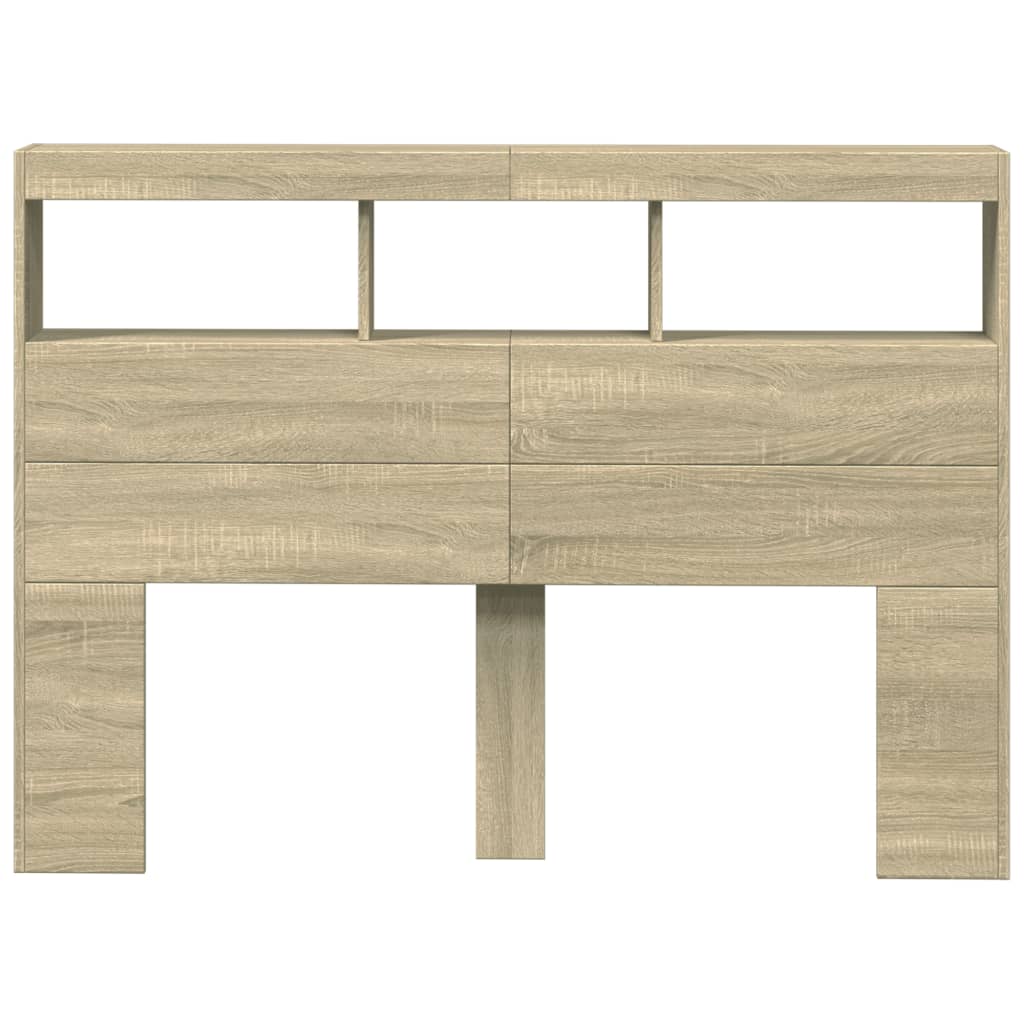 Ormarić za uzglavlje s LED svjetlima boja hrasta 140x17x102 cm
