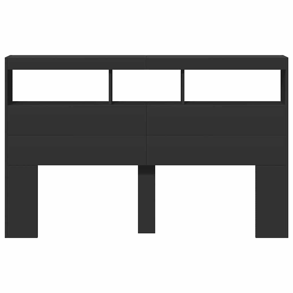 Ormarić za uzglavlje s LED svjetlima crni 160 x 17 x 102 cm