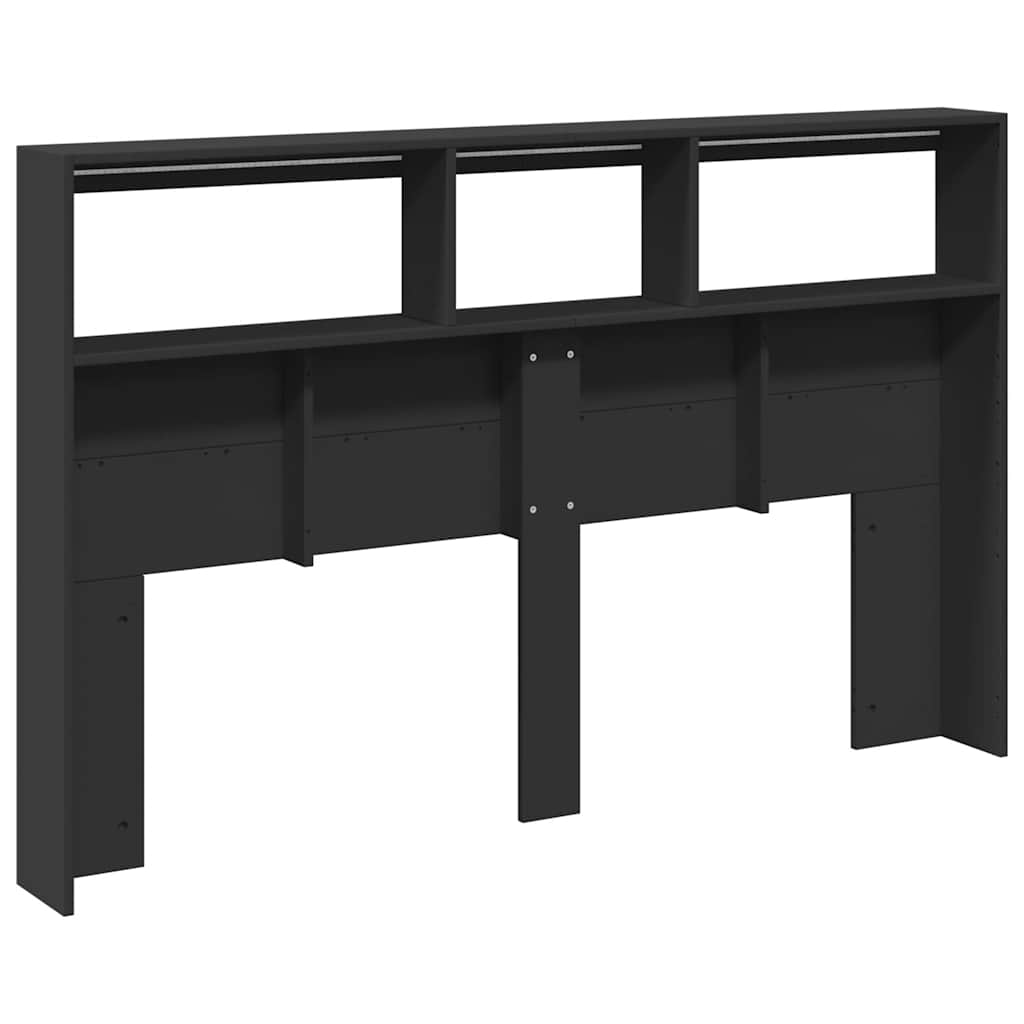 Ormarić za uzglavlje s LED svjetlima crni 160 x 17 x 102 cm