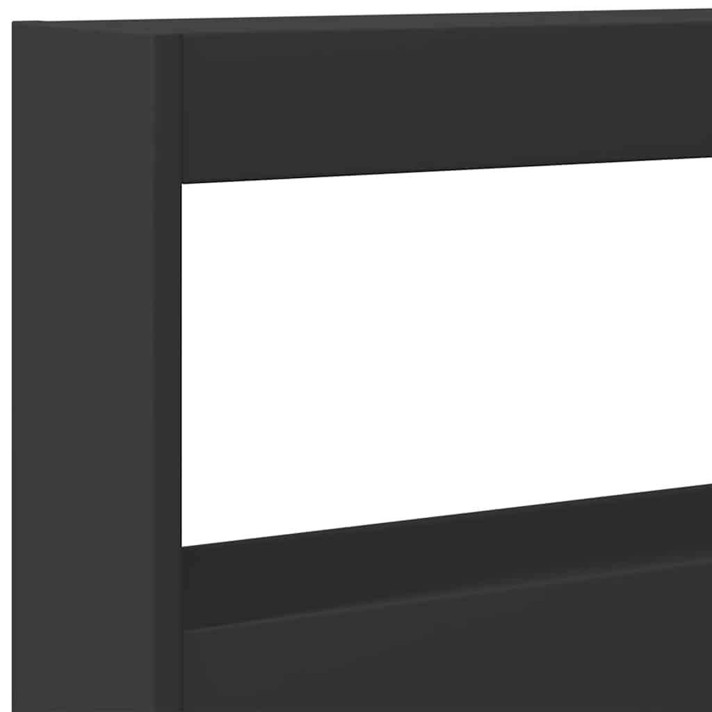 Ormarić za uzglavlje s LED svjetlima crni 160 x 17 x 102 cm