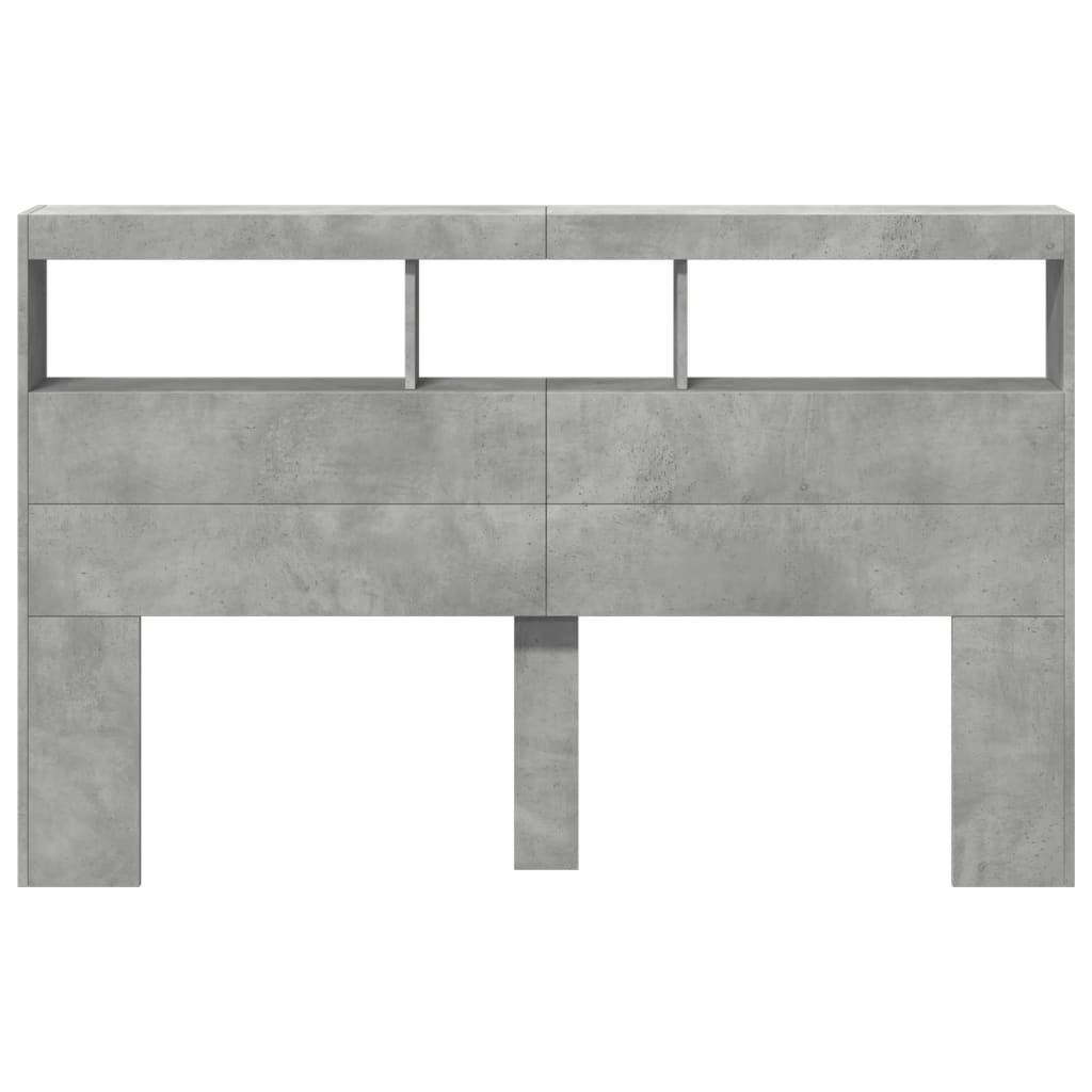 Ormarić za uzglavlje LED svjetlima boja betona 160x17x102 cm