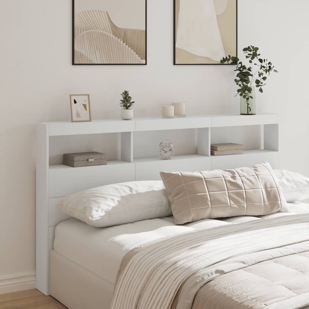 Ormarić za uzglavlje s LED svjetlima bijeli 180 x 17 x 102 cm