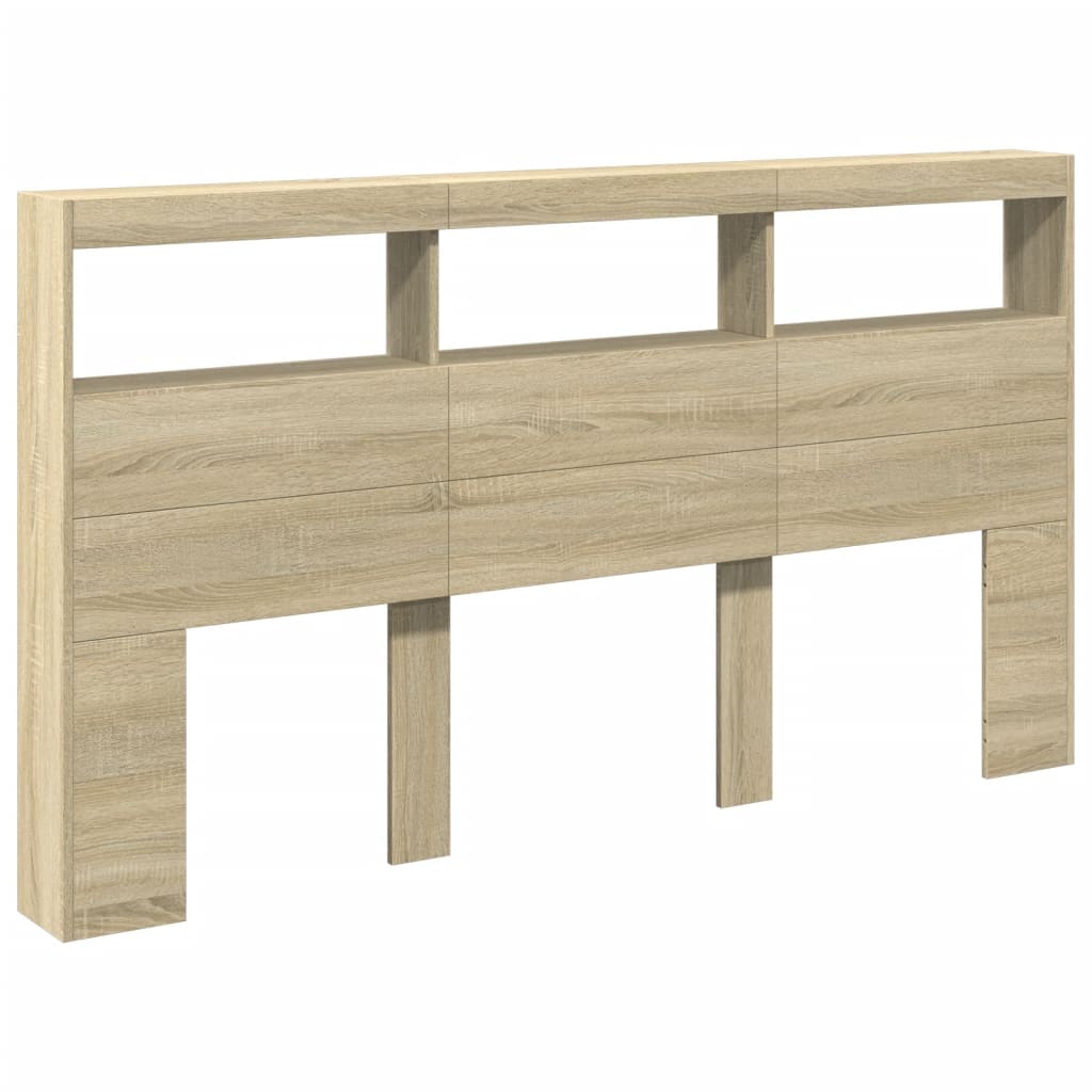 Ormarić za uzglavlje s LED svjetlima boja hrasta 180x17x102 cm