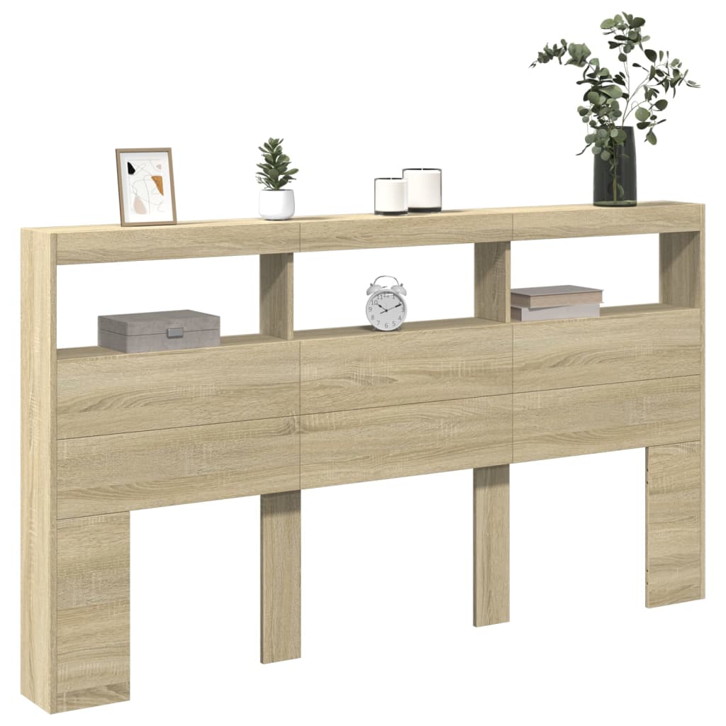 Ormarić za uzglavlje s LED svjetlima boja hrasta 180x17x102 cm