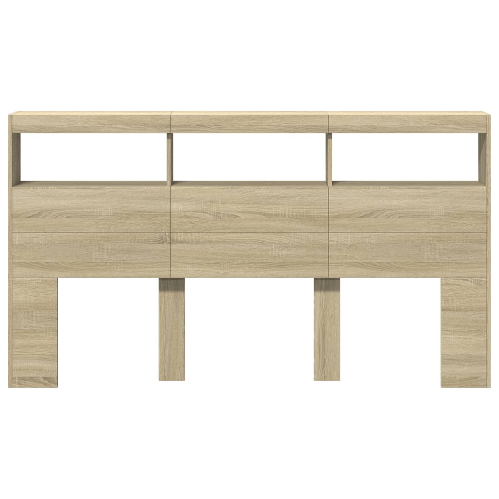 Ormarić za uzglavlje s LED svjetlima boja hrasta 180x17x102 cm