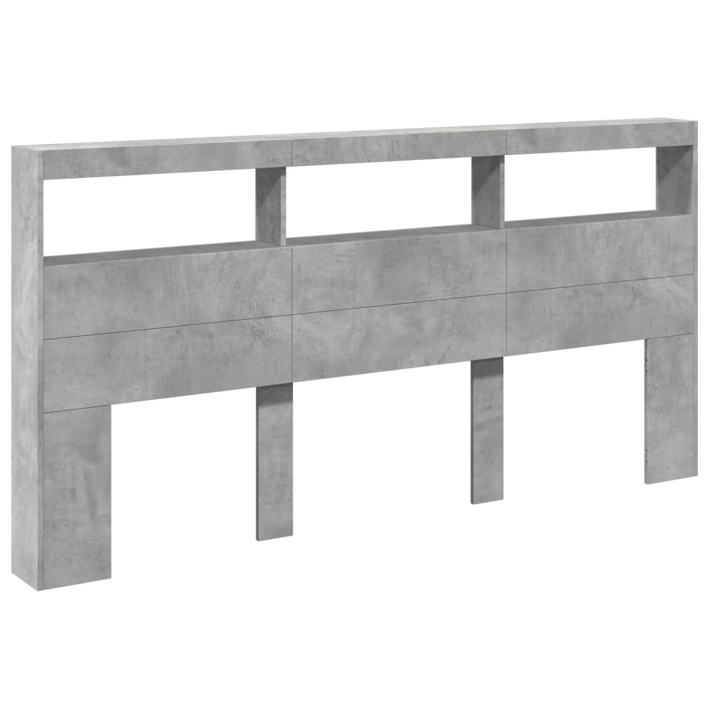Ormarić za uzglavlje LED svjetlima boja betona 200x17x102 cm