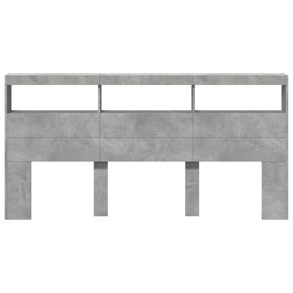 Ormarić za uzglavlje LED svjetlima boja betona 200x17x102 cm