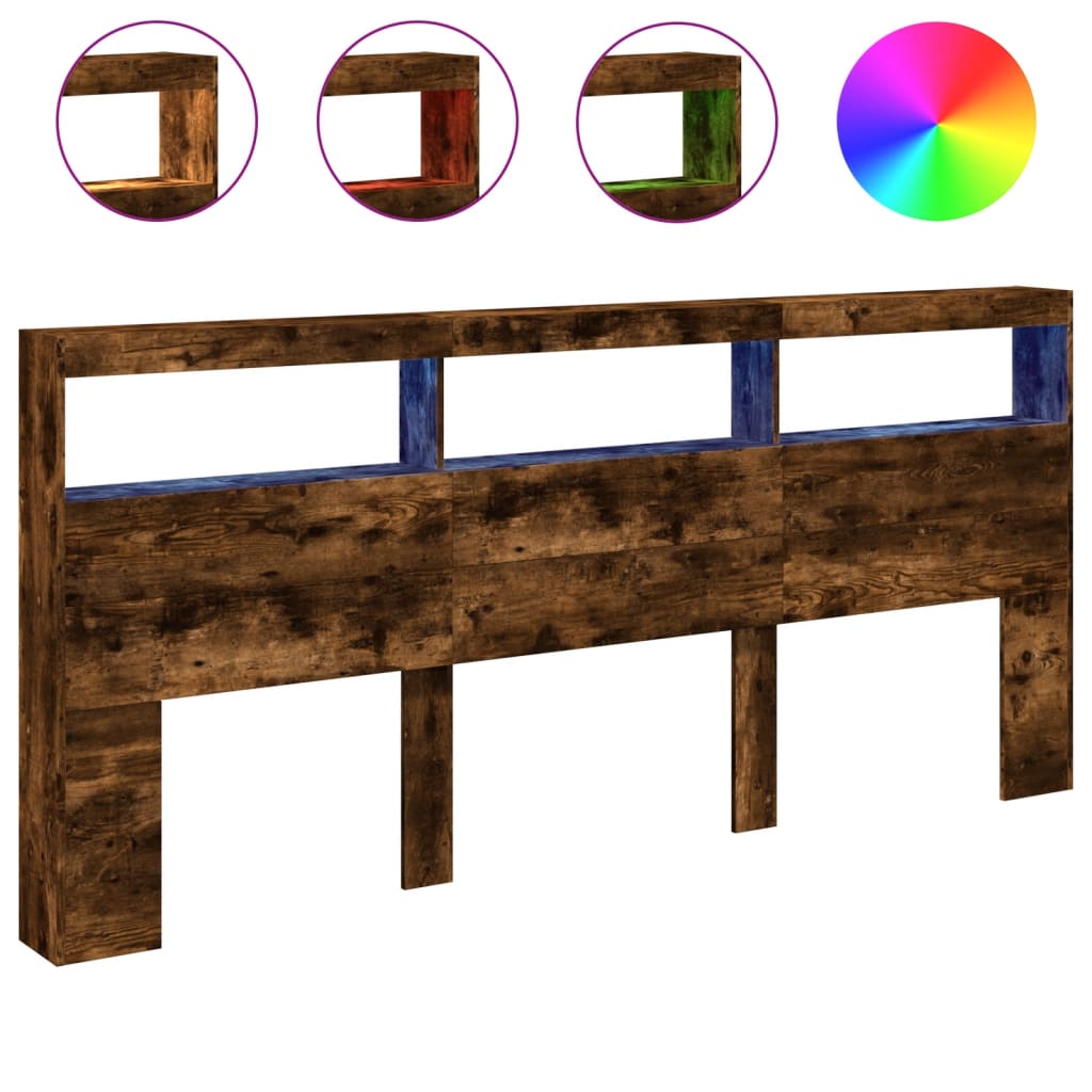 Ormarić za uzglavlje LED boja dimljenog hrasta 220x17x102 cm