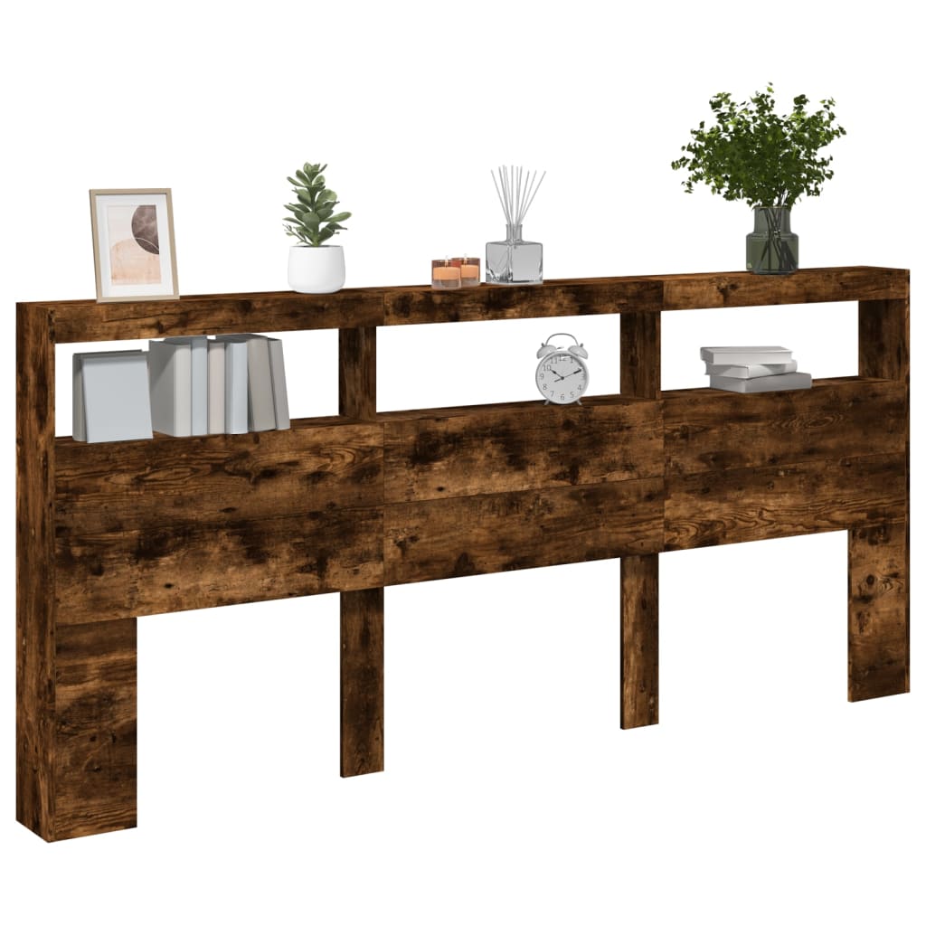 Ormarić za uzglavlje LED boja dimljenog hrasta 220x17x102 cm