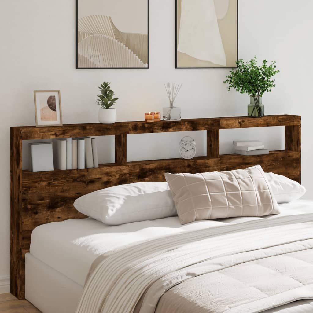 Ormarić za uzglavlje LED boja dimljenog hrasta 220x17x102 cm