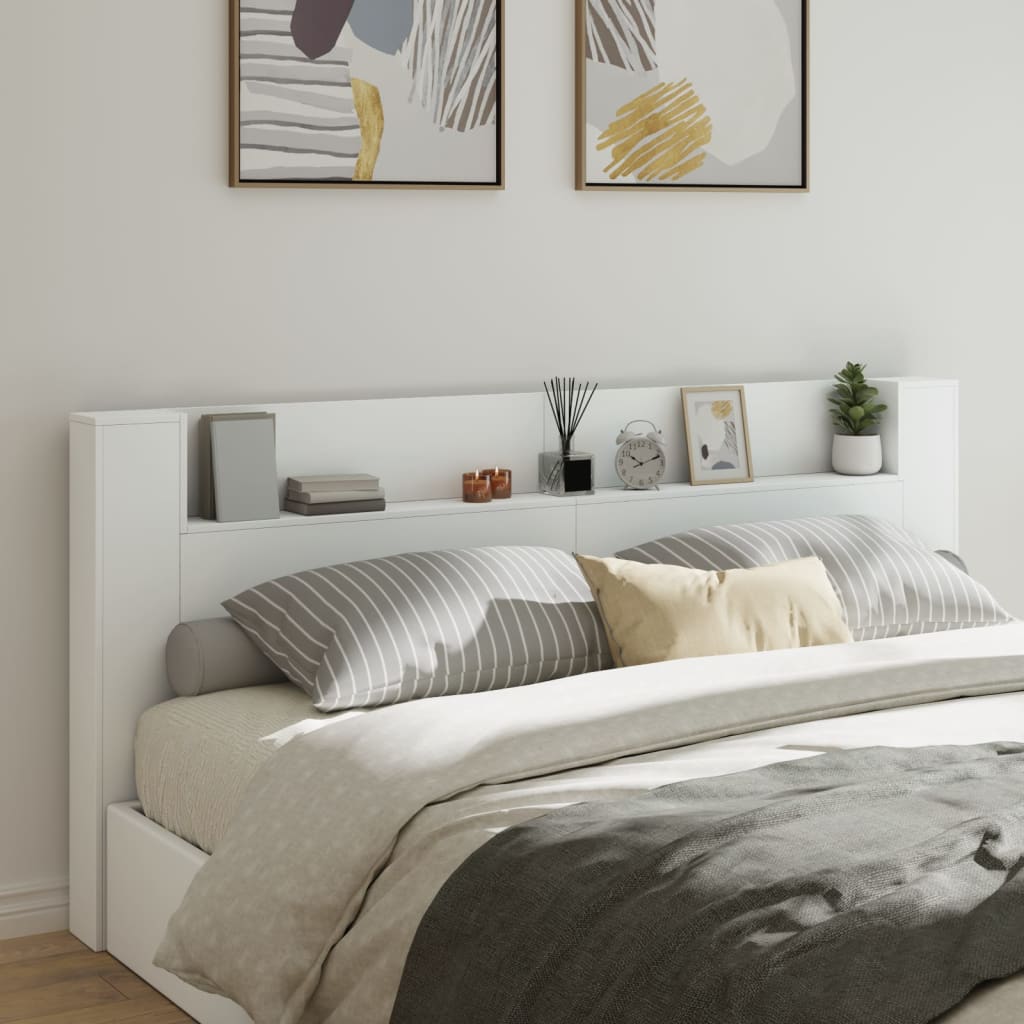 Ormarić za uzglavlje s LED svjetlima bijeli 220x16,5x103,5 cm