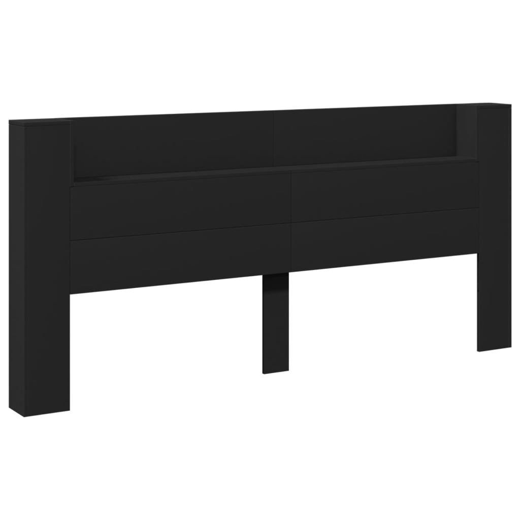 Ormarić za uzglavlje s LED svjetlima crni 220 x 16,5 x 103,5 cm