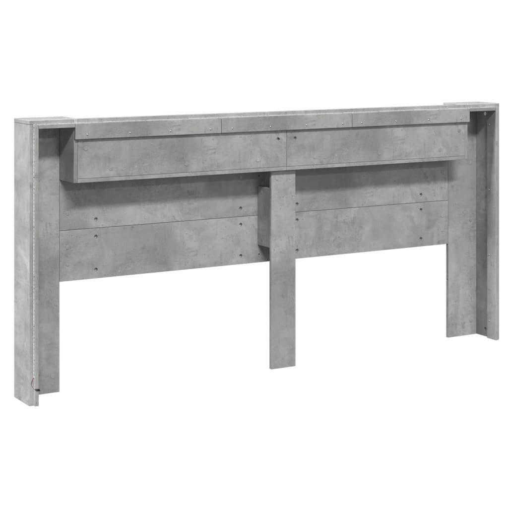 Ormarić za uzglavlje LED svjetlima boja betona 220x16,5x103,5cm