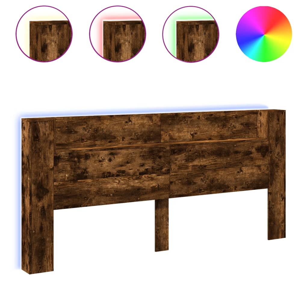 Ormarić za uzglavlje LED boja dimljenog hrasta 220x16,5x103,5cm