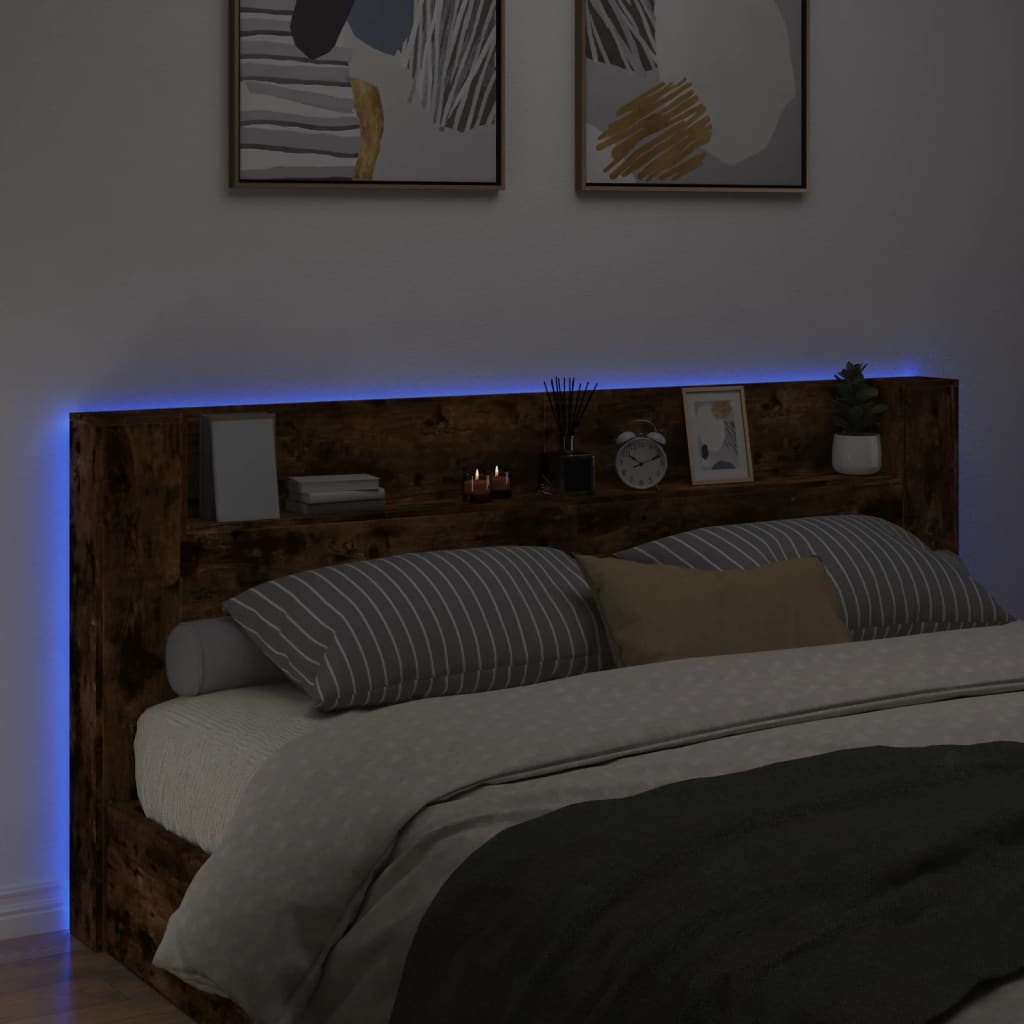 Ormarić za uzglavlje LED boja dimljenog hrasta 220x16,5x103,5cm