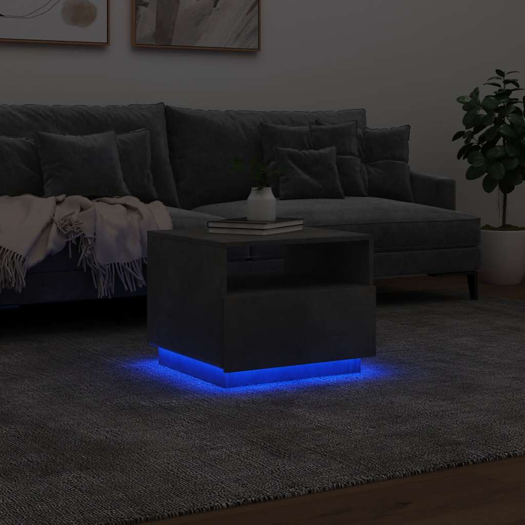 Stolić za kavu s LED svjetlima siva boja betona 50 x 49 x 40 cm