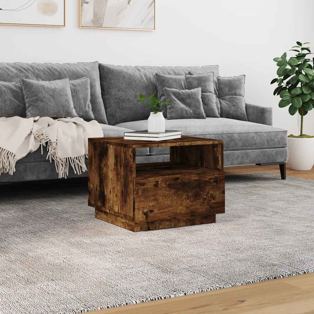Stolić za kavu s LED svjetlima boja dimljenog hrasta 50x49x40cm