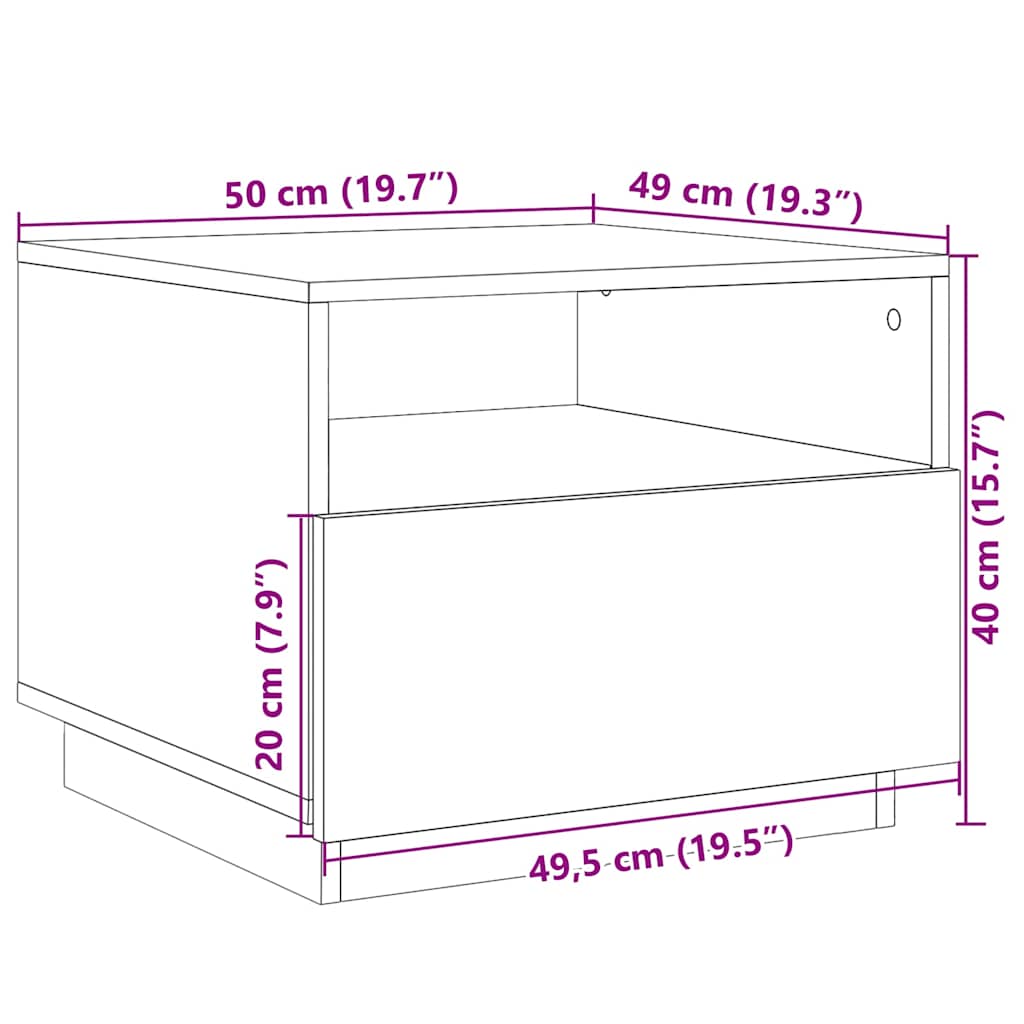 Stolić za kavu s LED svjetlima siva boja hrasta 50x49x40 cm