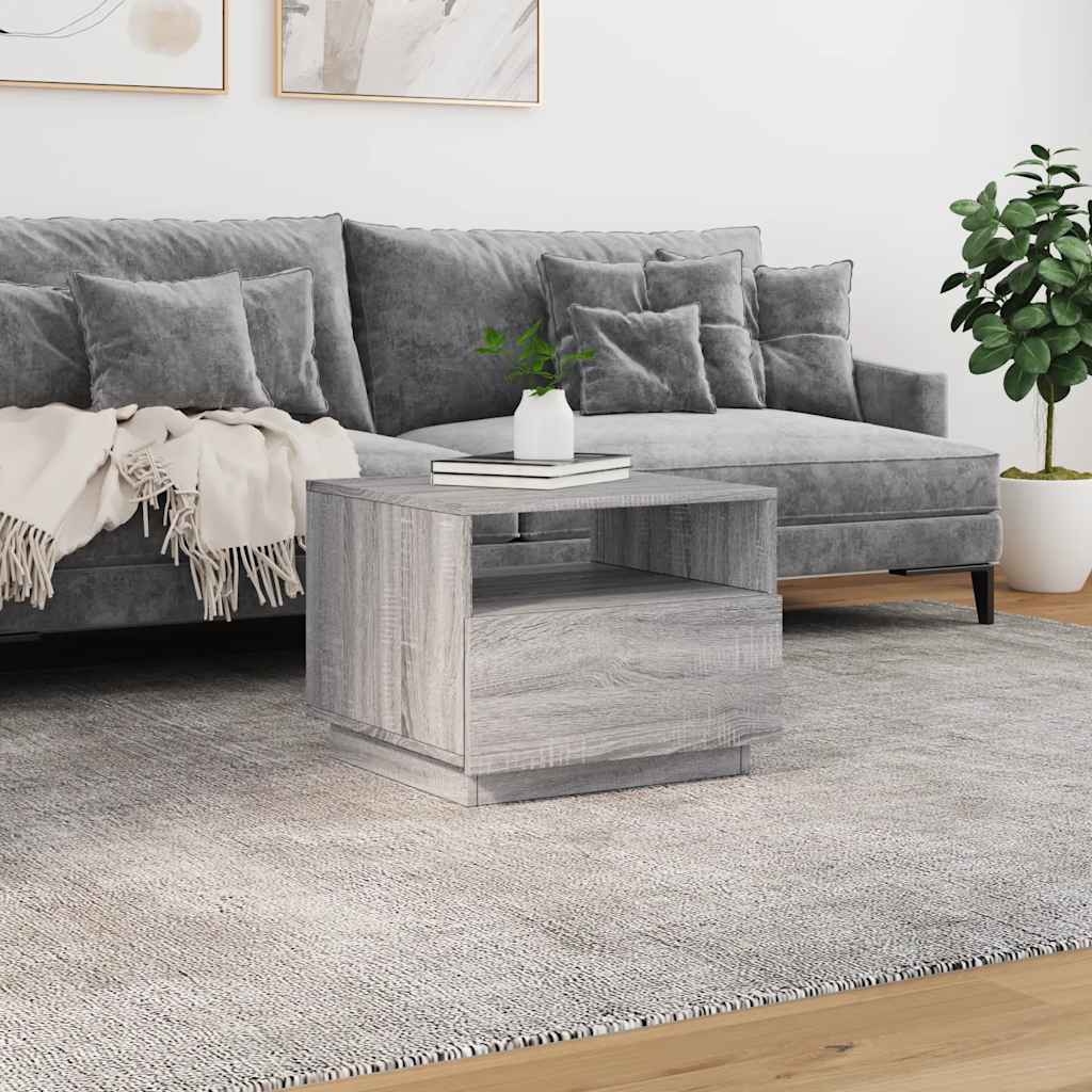 Stolić za kavu s LED svjetlima siva boja hrasta 50x49x40 cm