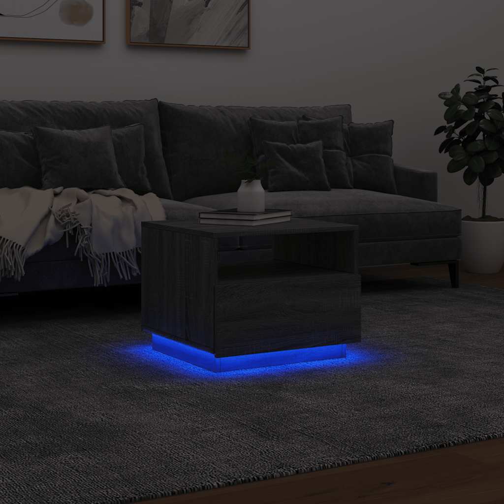 Stolić za kavu s LED svjetlima siva boja hrasta 50x49x40 cm