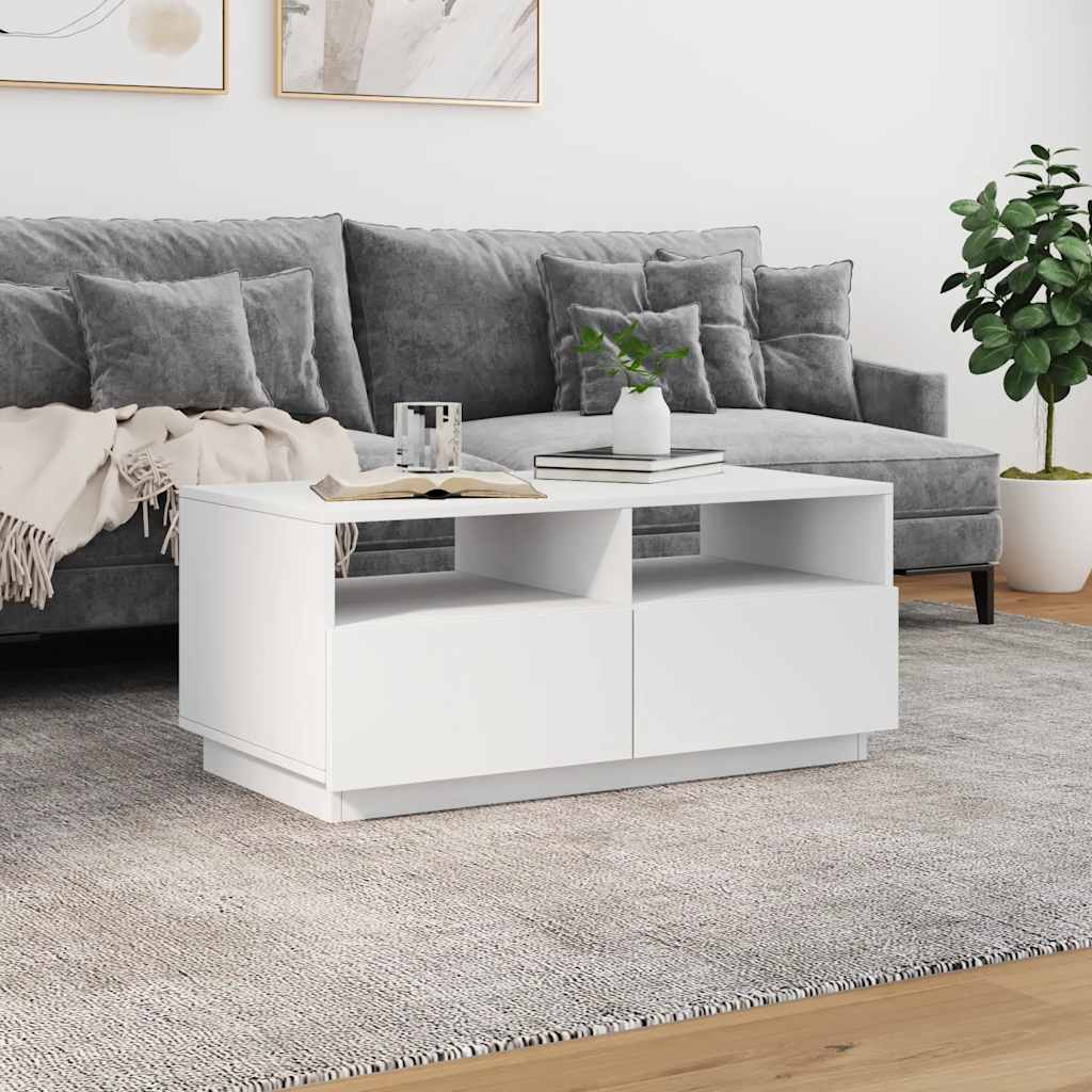 Stolić za kavu s LED svjetlima bijeli 90x49x40 cm