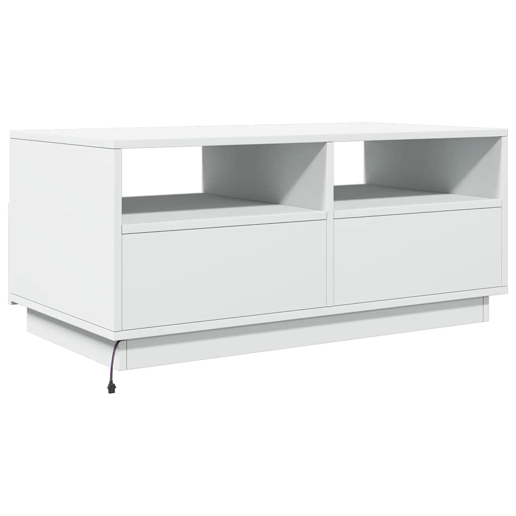 Stolić za kavu s LED svjetlima bijeli 90x49x40 cm