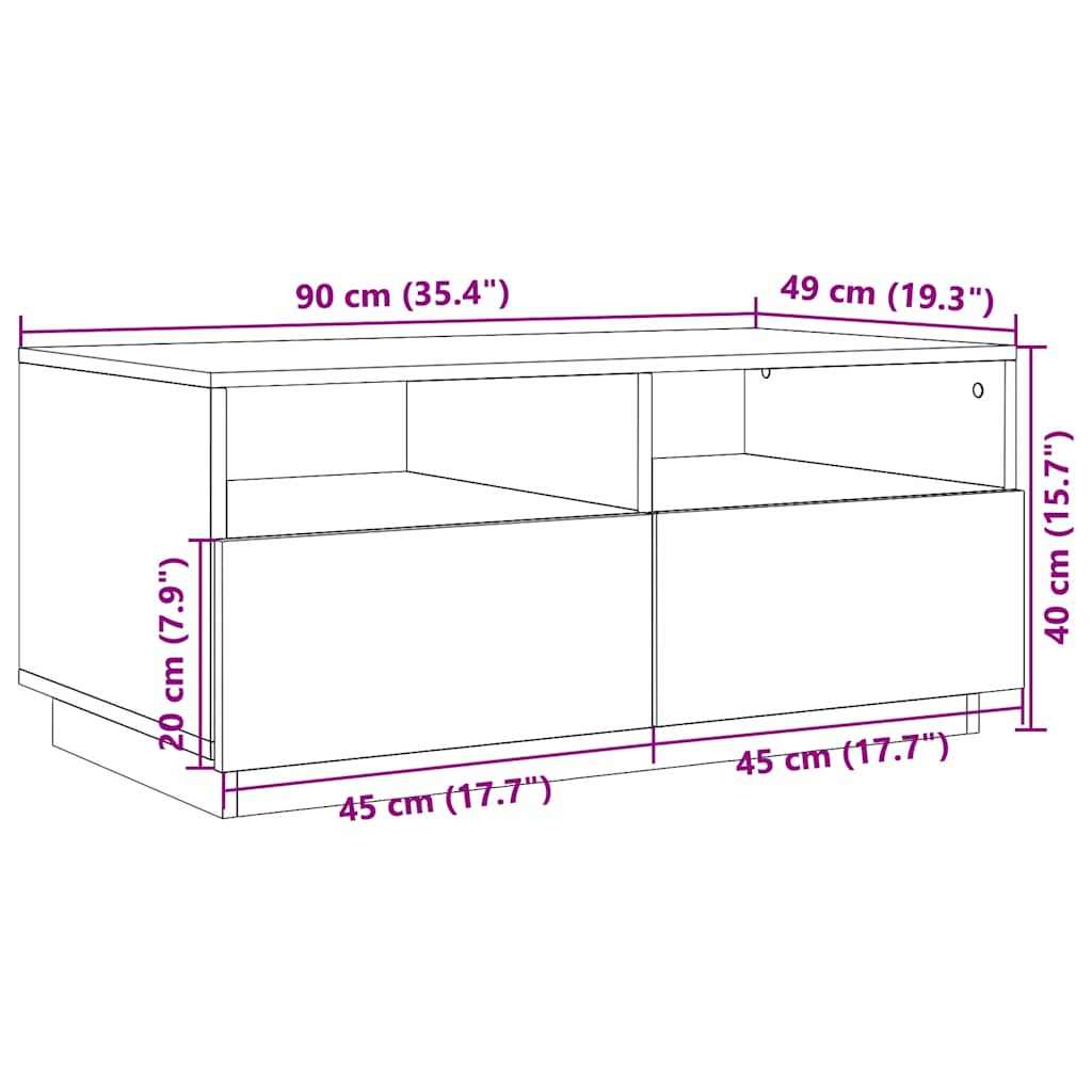 Stolić za kavu s LED svjetlima siva boja betona 90x49x40 cm